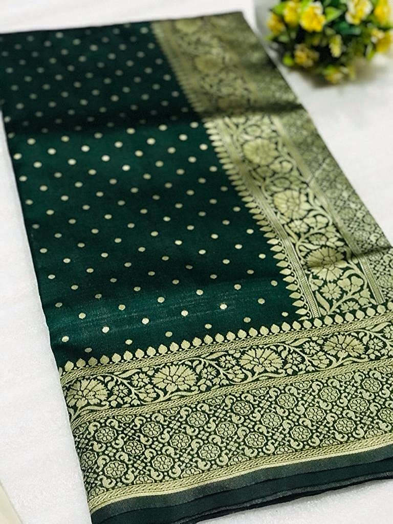 MySaree Soft Lichi Silk Jacquard Saree with Rich Pallu & Unstitched Blouse