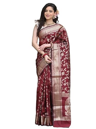Mysaree Silk Saree — Regal Maroon Floral Zari Elegance