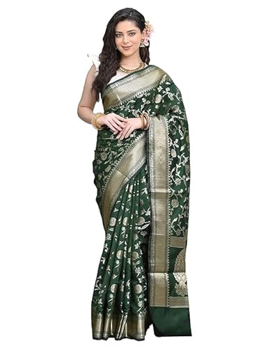 Mysaree Silk Saree — Forest Bloom Zari Elegance