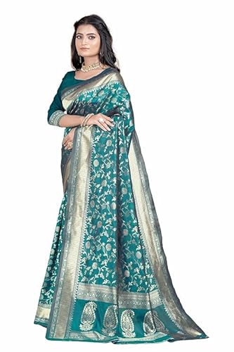 Mysaree Silk Saree — Teal Bloom Zari Heritage