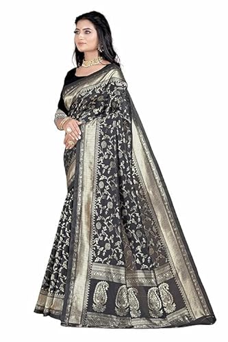 Mysaree Silk Saree — Noir Floral Zari Heritage