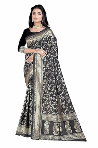 Mysaree Silk Saree — Noir Floral Zari Heritage