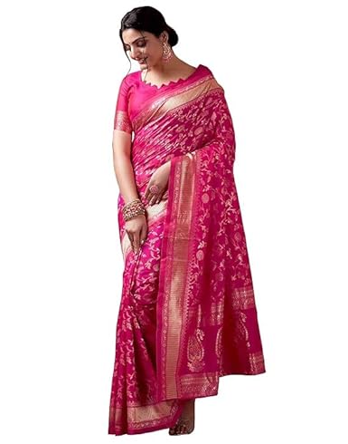 Mysaree Silk Saree — Rani Pink Royal Bloom