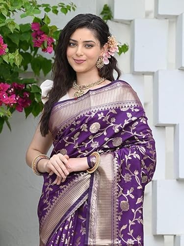 Mysaree Silk Saree — Royal Plum Heritage Weave
