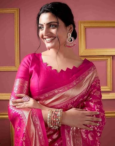 Mysaree Silk Saree — Rani Pink Royal Bloom