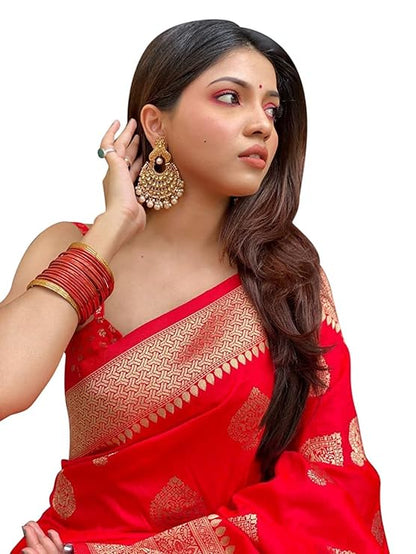 Mysaree Silk Saree — Crimson Royal Zari Elegance