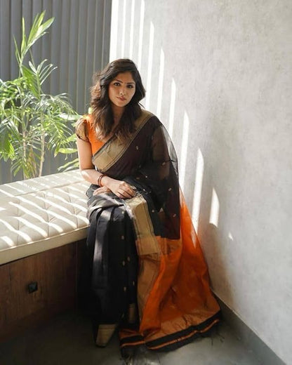 Mysaree Silk Saree — Dual Tone Sunset Zari Elegance