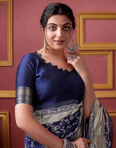 Mysaree Silk Saree — Royal Indigo Floral Zari Elegance