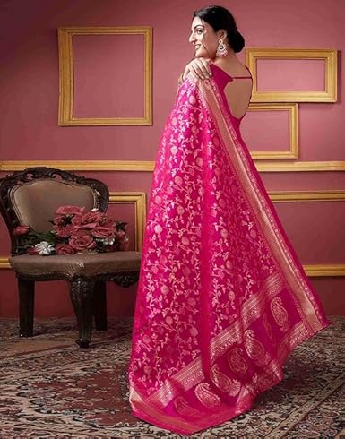 Mysaree Silk Saree — Rani Pink Royal Bloom