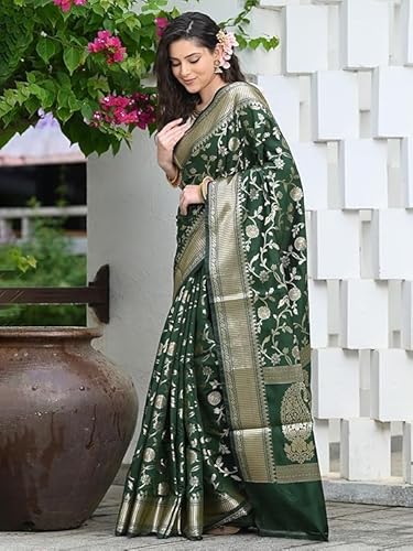 Mysaree Silk Saree — Forest Bloom Zari Elegance
