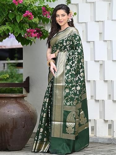 Mysaree Silk Saree — Forest Bloom Zari Elegance