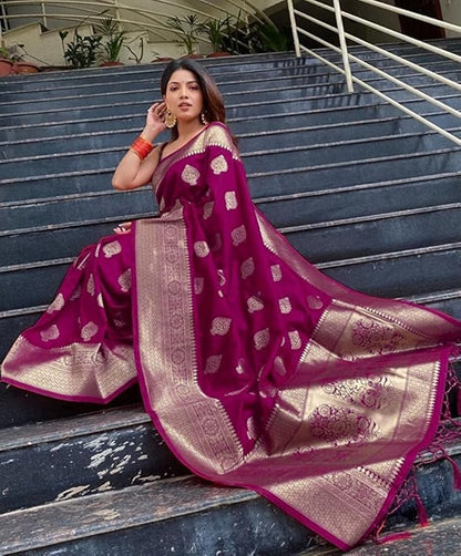 Mysaree Silk Saree — Royal Orchid Zari Elegance