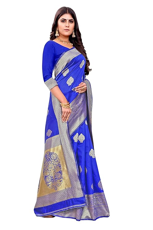 Mysaree Jacquard Saree — Regal Azure Zari Collection