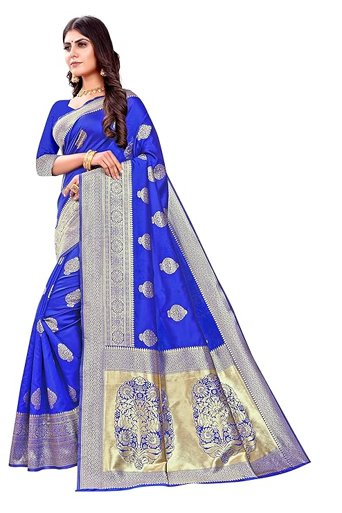 Mysaree Jacquard Saree — Regal Azure Zari Collection