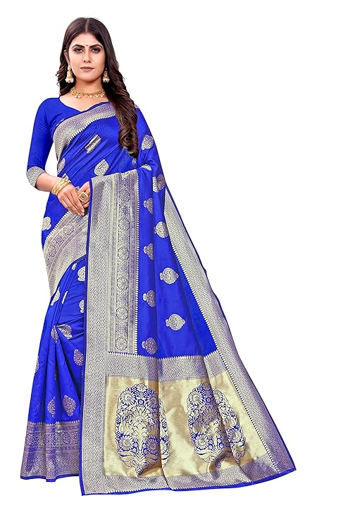 Mysaree Jacquard Saree — Regal Azure Zari Collection