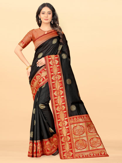 MySaree Soft Lichi Silk Jacquard Saree with Rich Pallu & Unstitched Blouse – Premium Festive Wear