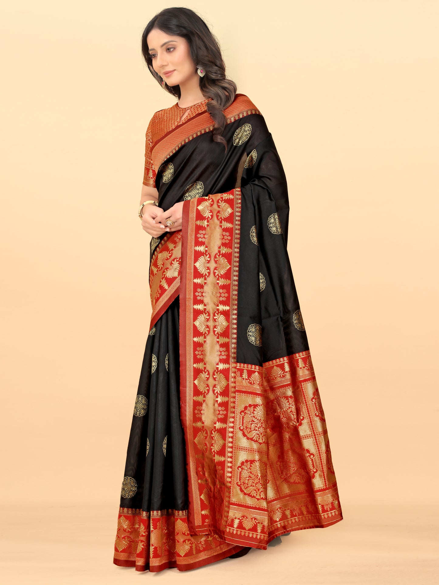 MySaree Soft Lichi Silk Jacquard Saree with Rich Pallu & Unstitched Blouse – Premium Festive Wear