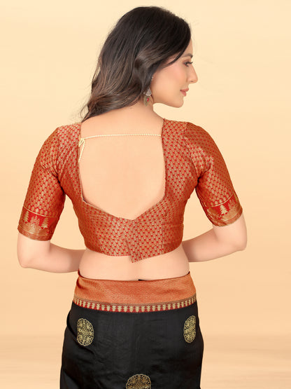 MySaree Soft Lichi Silk Jacquard Saree with Rich Pallu & Unstitched Blouse – Premium Festive Wear