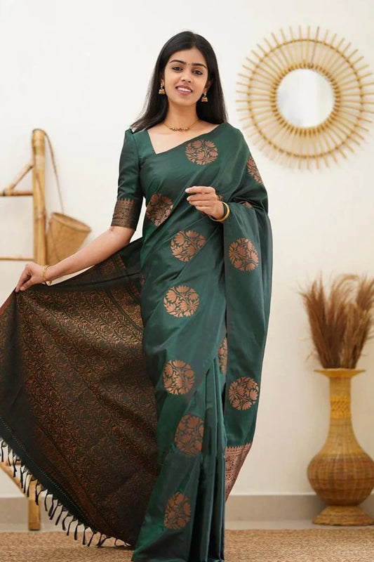 MySaree Premium Jacquard Lichi Silk Saree with Unstitched Blouse – Elegant Party Wear