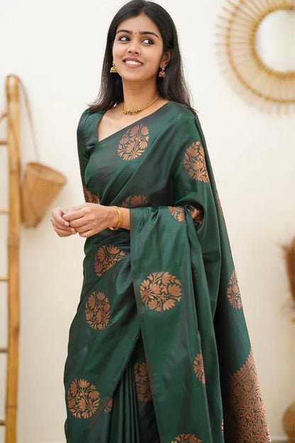 MySaree Premium Jacquard Lichi Silk Saree with Unstitched Blouse – Elegant Party Wear
