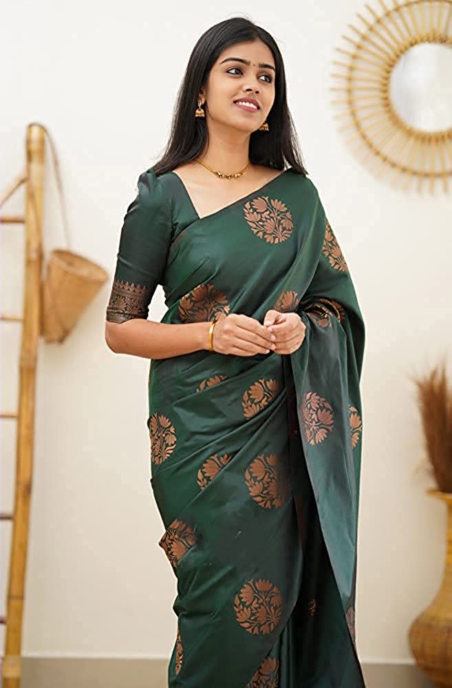 MySaree Premium Jacquard Lichi Silk Saree with Unstitched Blouse – Elegant Party Wear