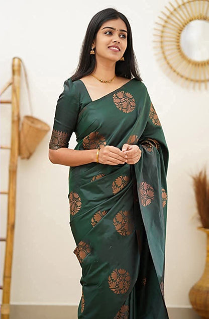 MySaree Premium Jacquard Lichi Silk Saree with Unstitched Blouse – Elegant Party Wear
