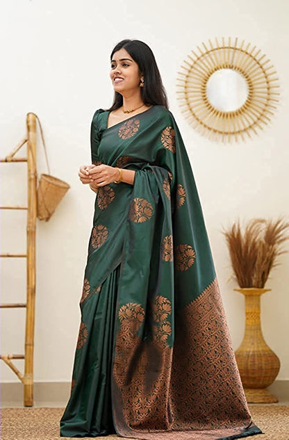 MySaree Premium Jacquard Lichi Silk Saree with Unstitched Blouse – Elegant Party Wear