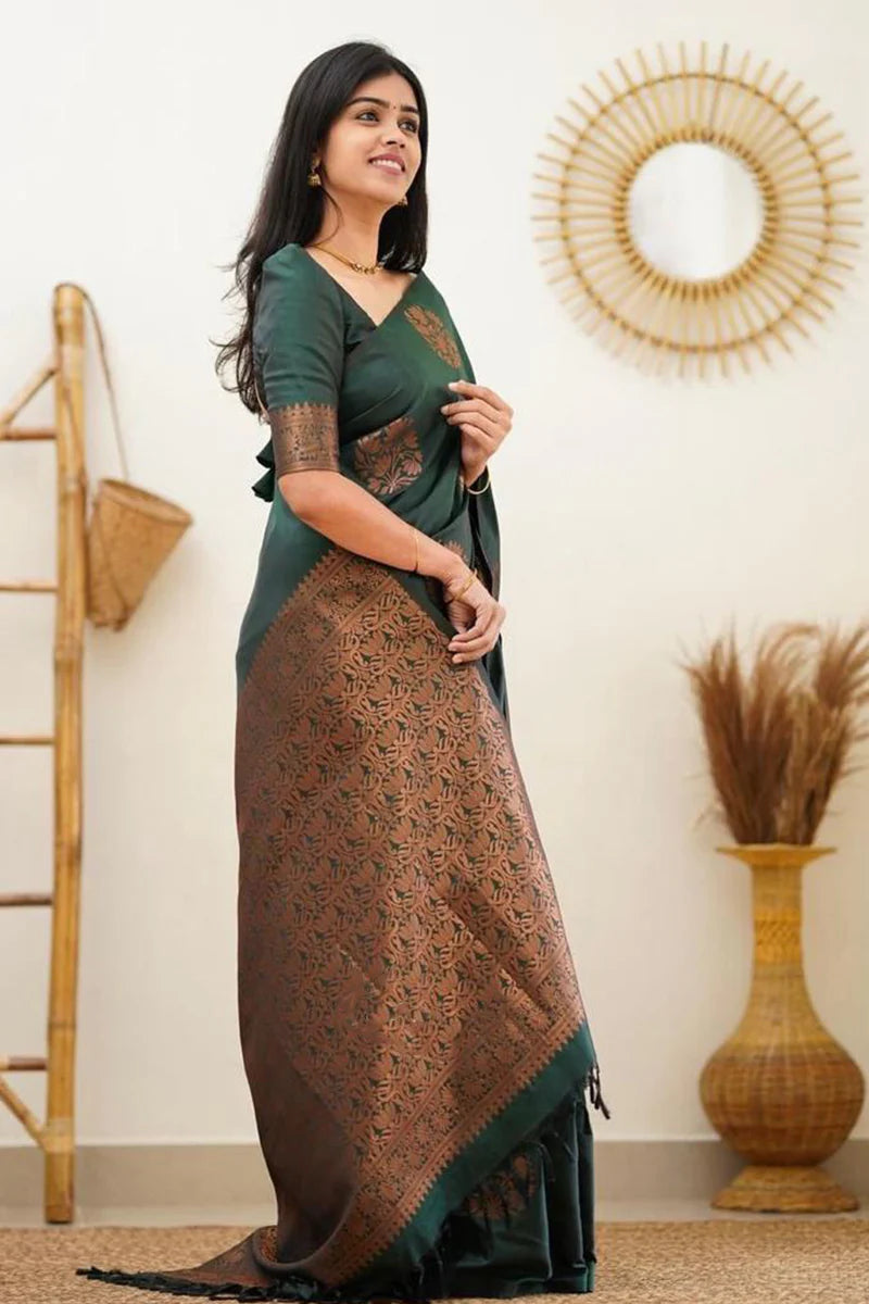 MySaree Premium Jacquard Lichi Silk Saree with Unstitched Blouse – Elegant Party Wear
