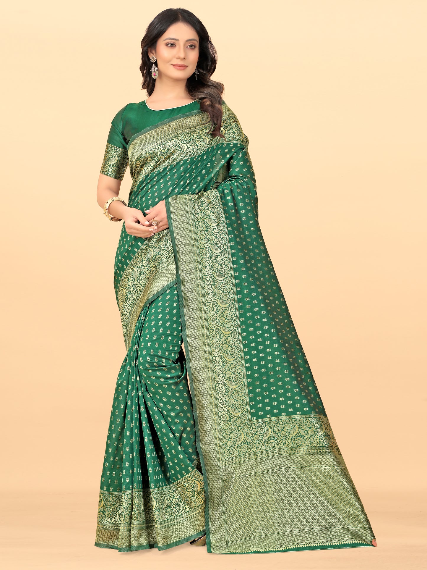 MySaree Elegant Jacquard Silk Saree with Exclusive Blouse Piece