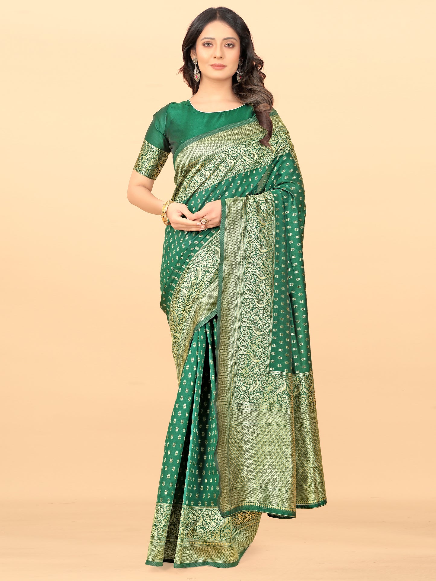 MySaree Elegant Jacquard Silk Saree with Exclusive Blouse Piece