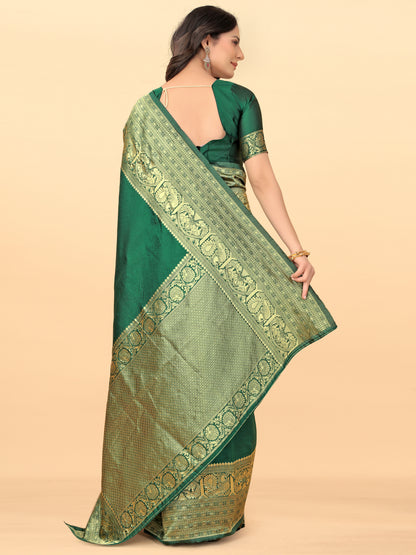 MySaree Designer Soft Lichi Silk Saree with All-Over Jacquard Work & Rich Pallu