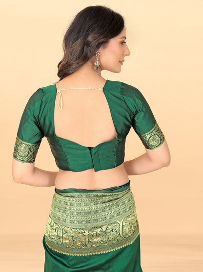 MySaree Designer Soft Lichi Silk Saree with All-Over Jacquard Work & Rich Pallu