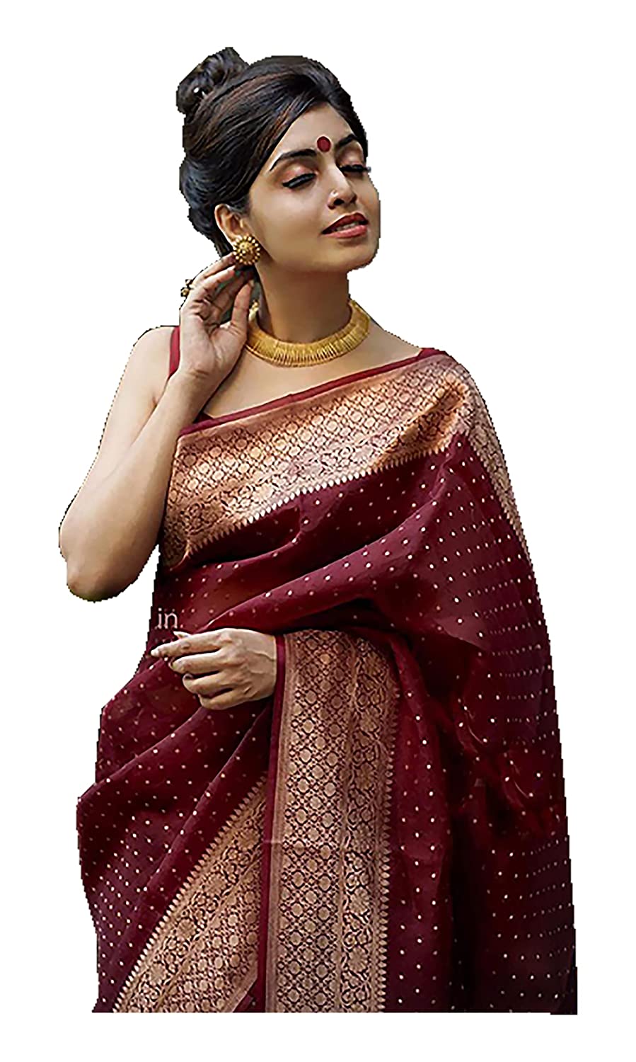 MySaree Soft Lichi Silk Jacquard Saree with Rich Pallu & Unstitched Blouse