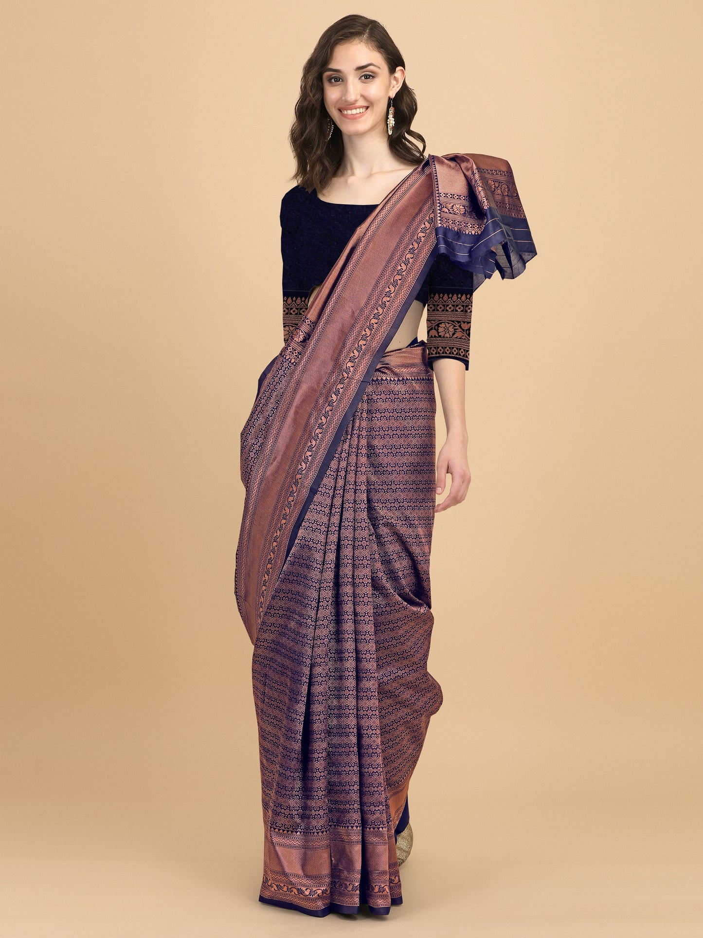 MySaree Soft Lichi Silk Jacquard Saree with Rich Pallu & Unstitched Blouse – Premium Quality