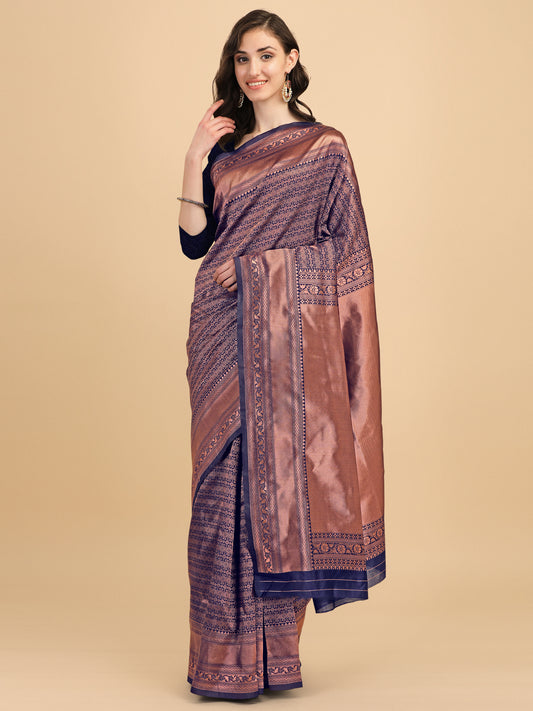 MySaree Soft Lichi Silk Jacquard Saree with Rich Pallu & Unstitched Blouse – Premium Quality
