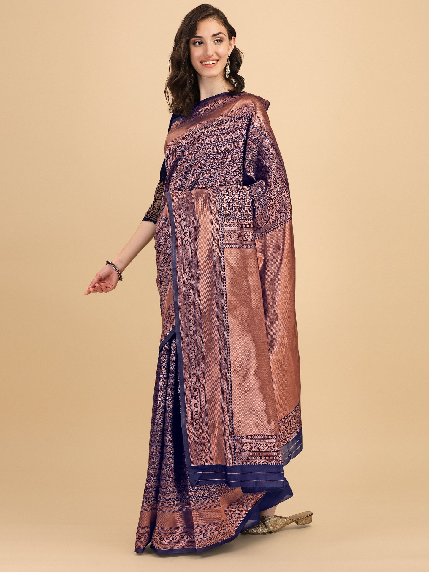 MySaree Soft Lichi Silk Jacquard Saree with Rich Pallu & Unstitched Blouse – Premium Quality