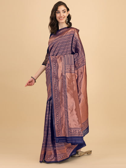 MySaree Soft Lichi Silk Jacquard Saree with Rich Pallu & Unstitched Blouse – Premium Quality