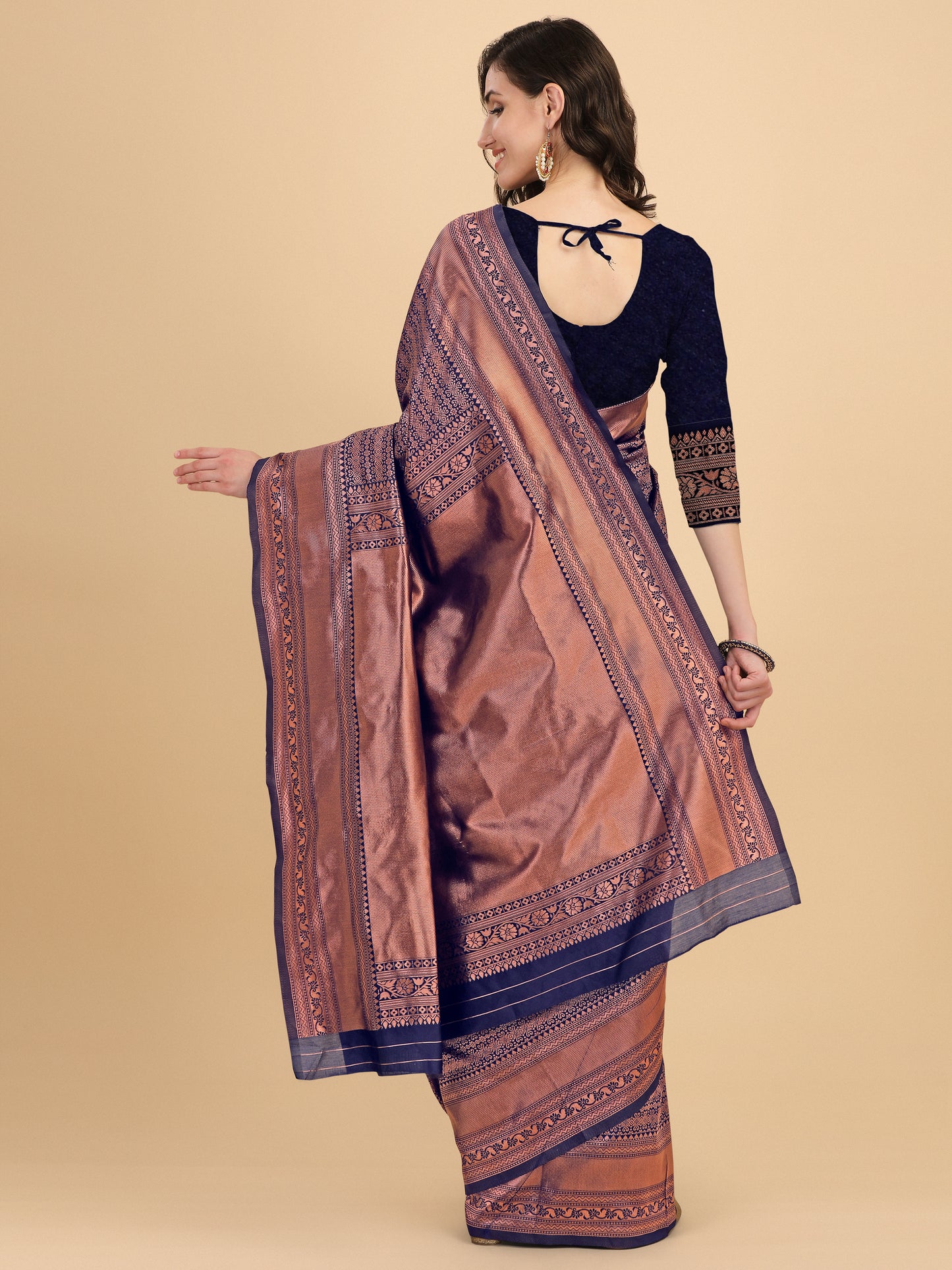MySaree Soft Lichi Silk Jacquard Saree with Rich Pallu & Unstitched Blouse – Premium Quality