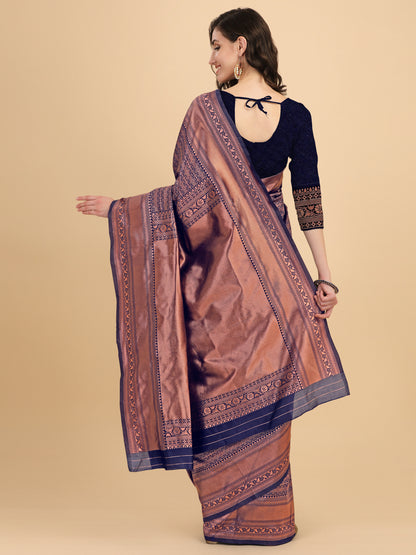 MySaree Soft Lichi Silk Jacquard Saree with Rich Pallu & Unstitched Blouse – Premium Quality