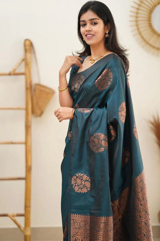 MySaree Festive Wear Jacquard Saree in Soft Lichi Silk with Exclusive Blouse Piece