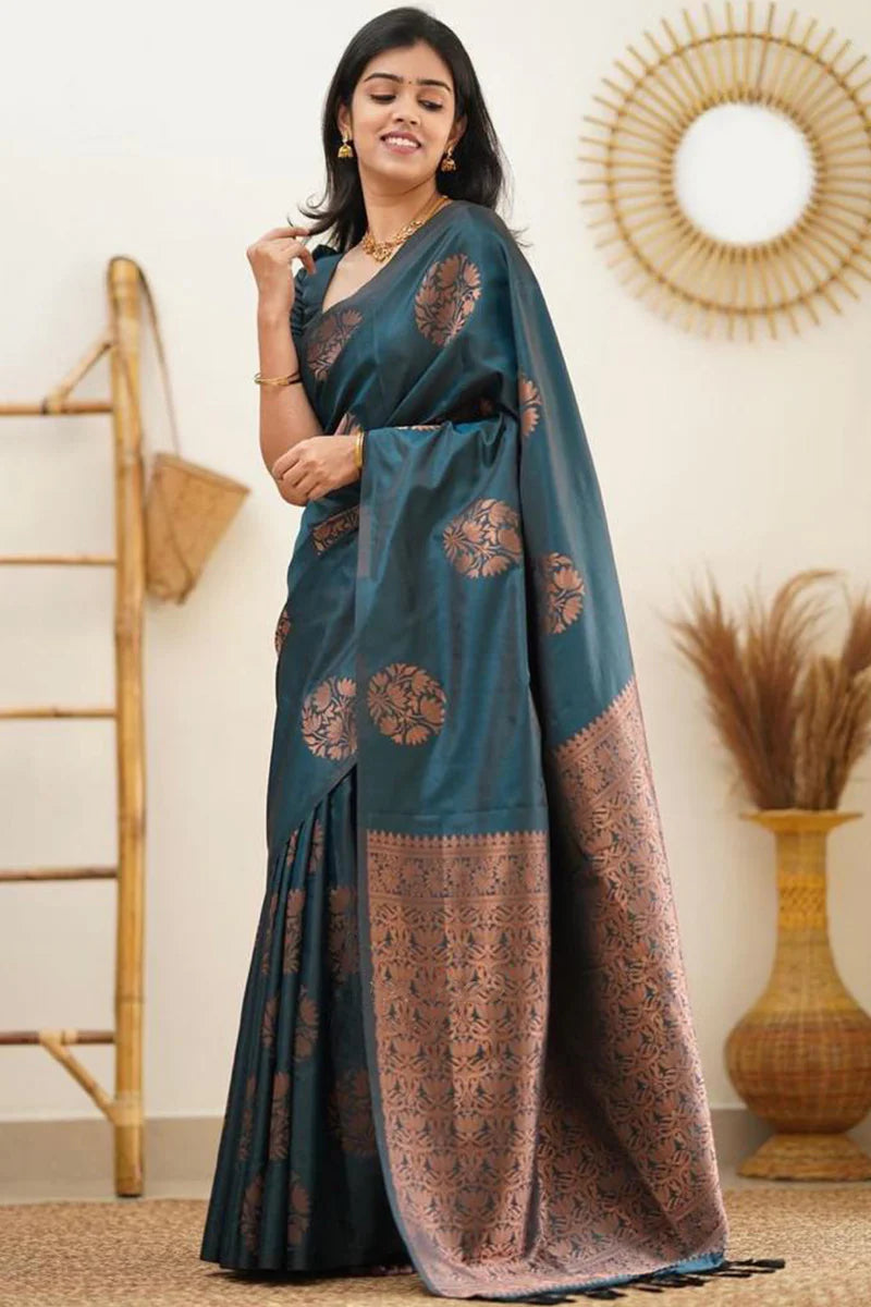 MySaree Festive Wear Jacquard Saree in Soft Lichi Silk with Exclusive Blouse Piece