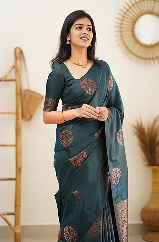 MySaree Festive Wear Jacquard Saree in Soft Lichi Silk with Exclusive Blouse Piece