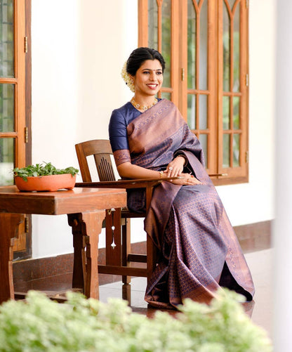 MySaree Soft Lichi Silk Jacquard Saree with Rich Pallu & Unstitched Blouse – Premium Quality