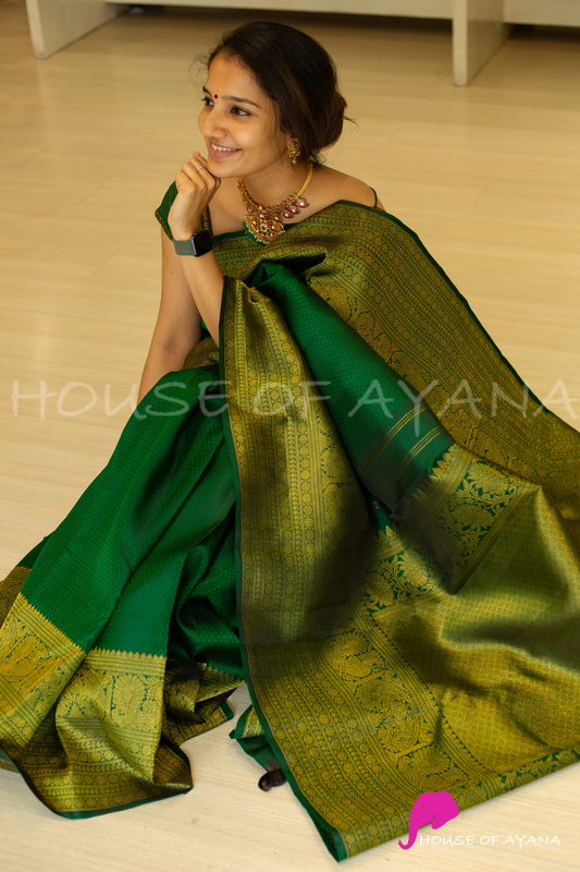 MySaree Designer Soft Lichi Silk Saree with All-Over Jacquard Work & Rich Pallu