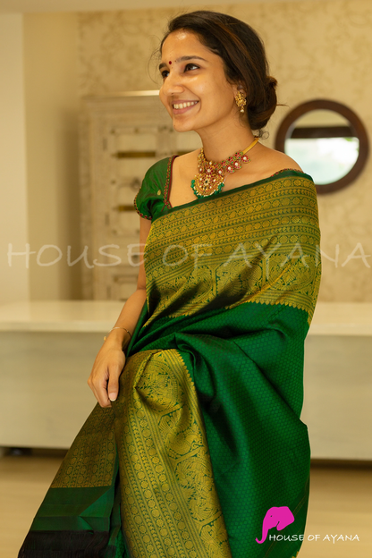 MySaree Designer Soft Lichi Silk Saree with All-Over Jacquard Work & Rich Pallu