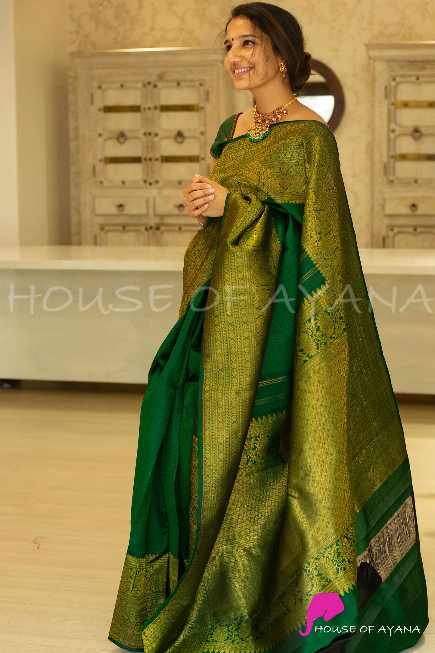 MySaree Designer Soft Lichi Silk Saree with All-Over Jacquard Work & Rich Pallu