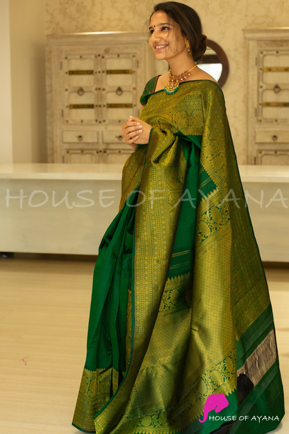 MySaree Designer Soft Lichi Silk Saree with All-Over Jacquard Work & Rich Pallu