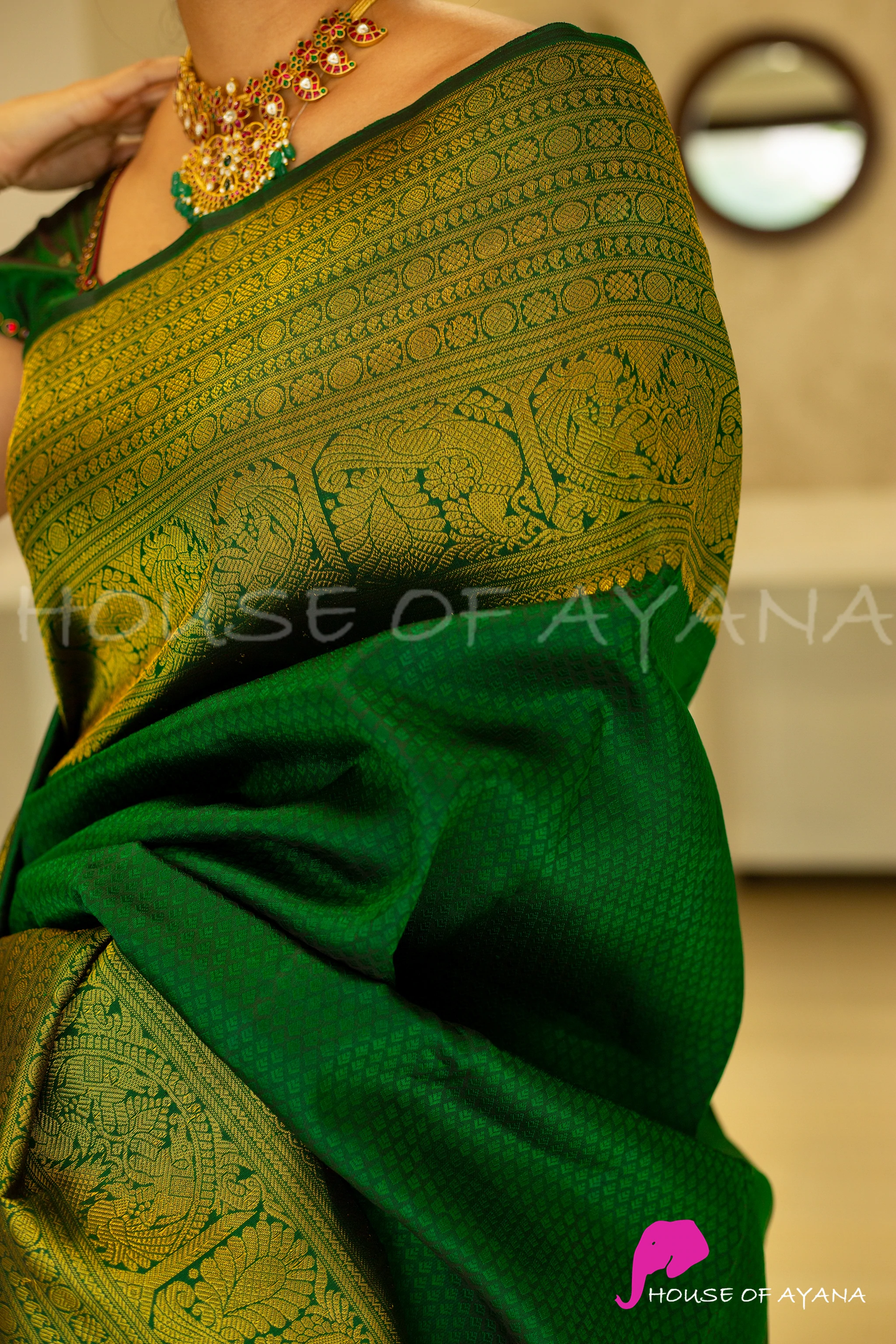 MySaree Designer Soft Lichi Silk Saree with All-Over Jacquard Work & Rich Pallu