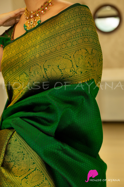 MySaree Designer Soft Lichi Silk Saree with All-Over Jacquard Work & Rich Pallu
