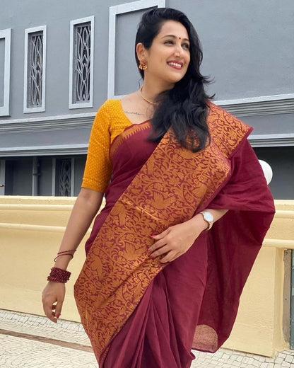MySaree Soft Lichi Silk Jacquard Saree with Rich Pallu & Unstitched Blouse – Elegant Festive Wear